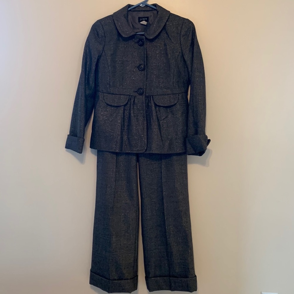 J. Crew Y2K Suit. Shimmer gold & Drk gray SZ 0. Purchased in NYC. 2007 winter.